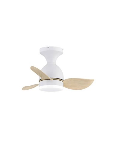 JULIE Petit Ventilateur de Plafond LED Blanc+Bois 20W 2000Lm 3CTT Dimmable