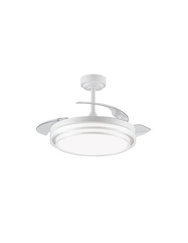 Ventilador de teto LANDER LED branco com lâminas retráteis 72W 7920Lm CCT com controle remoto