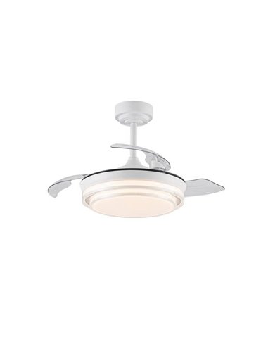 Ventilateur de Plafond LED Pales Rétractables LANDER Mini Blanc 46W 5520 Lm CCT