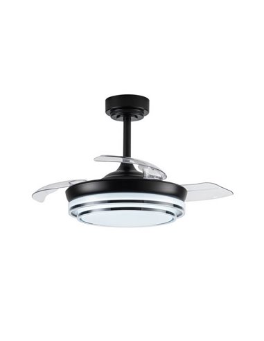 Ventilateur LED à pales rétractables LANDER Mini Noir 46W 5520 Lm CCT