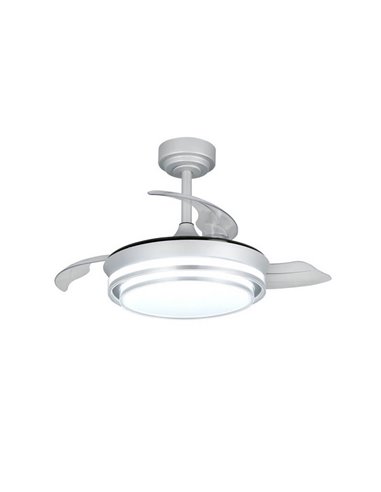 Ventilador de teto LED lâminas retráteis LANDER Mini Prata 46W 5520 Lm CCT