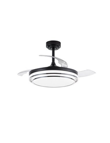 Ventilateur de Plafond LED à pales rétractables LANDER Noir 72W 7920Lm CCT