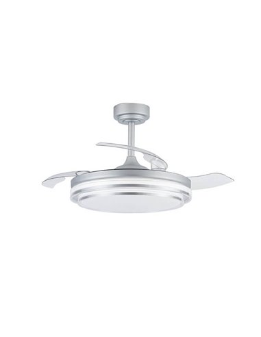 LANDER Ventilateur LED Argent à pales rétractables 72W 7920Lm CCT