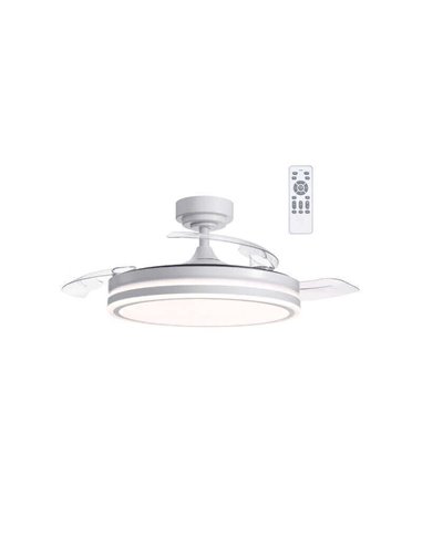 Ventilateur de Plafond LED à pales repliables MOSS Blanc 72W 7920Lm CCT Dim