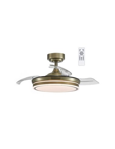 Ventilateur LED pales repliables MOSS Cuir 72W 7920Lm CCT Dim