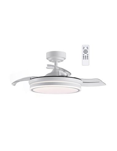 Ventilateur de Plafond LED à pales repliables MOSS Mini Blanc 46W 5520Lm CCT Dim