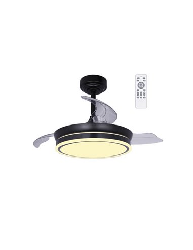 Ventilateur de Plafond LED à pales repliables MOSS Mini Noir 46W 5520Lm CCT Dim