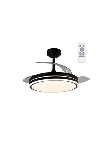 Ventilateur de Plafond LED à pales repliables MOSS Noir 72W 7920Lm CCT Dim