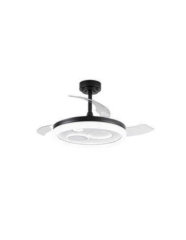 Ventilador LED original NAIRA con aspas plegables negro y 3 circulos en diámetros diferentes 50W 6000Lm CCT