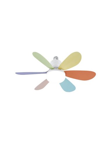 Ventilador de techo E27 NIKIYA 6 aspas diseñado para habitaciones infantiles multicolor 18W 2000Lm CCT