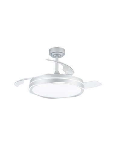 Ventilador de Techo LED aspas retráctiles OKU Plata 72W 7920Lm CCT