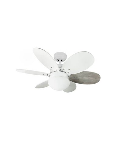 Ventilador de techo ORION madera contrachapado AC, con cuerdas suspendidas blanco-ceniza 1xE27