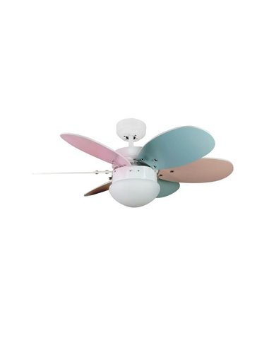 Ventilateur de plafond AC ORION en contreplaqué, avec cordes suspendues multicolores 1xE27