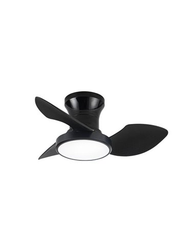 REEL Ventilateur de plafond LED noir, pour plafond bas 20W 1900Lm CCT Dim