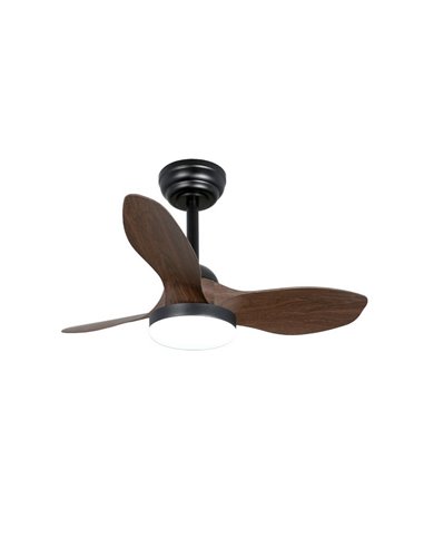 Ventilateur de Plafond LED STEL Mini S Noir+Bois 20W 1900Lm CCT Dim