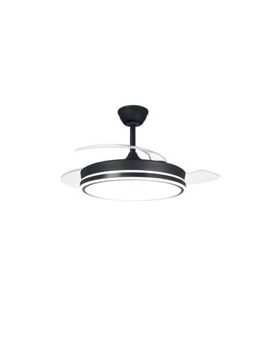 Ventilador de teto LED lâminas retráteis SUPERECO Preto 45W 4400Lm CCT