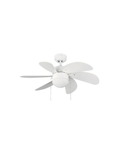 Ventilateur AC TABIT blanc 6 pales avec lumière 1xE27 pour petite pièce