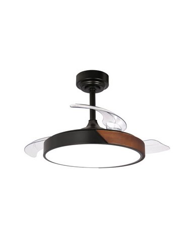 Ventilateur de Plafond LED à pales rétractables TAORO Mini Noir 46W 5520 Lm CCT