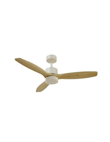 Ventilateur de plafond TERRE LED blanc avec pales en bois naturel 22W CCT