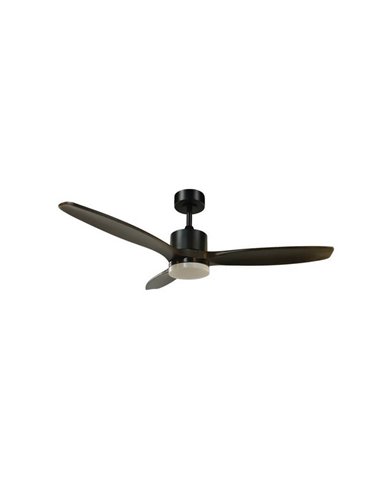 Ventilateur de plafond LED TERRE noir avec pales en bois foncé 18W CCT