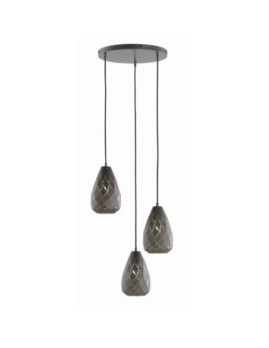 Candeeiro de teto ONYX com formas geométricas 3 abajures com altura ajustável Lâmpada excl. 3x E27 máx. 42W | LeonLeds