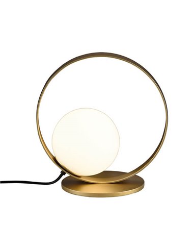 HALO Lampe de Table LED Ronde Technique Or/Noir - Opale, LED 5W 370lm, 2700K-3000K avec interrupteur à glissière