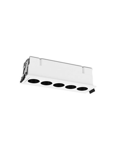 Downlight empotrable rectangular de 5 Focos INVISIBLE Blanco/Negro, 12W 3000K 850lm