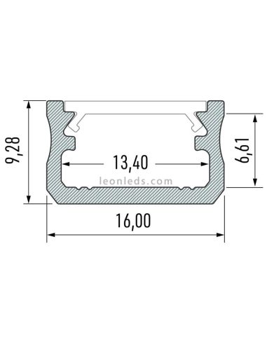 Perfil de Aluminio Superficie para Tira LED con Difusor 2623 - 2 y 3M