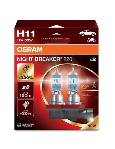 Pack de 2 Ampoules H11 Night Breaker 220+220% 64211NB220-HCB Boite Carton Osram