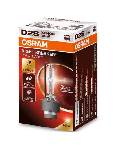 Ampoule Xénon D2S Night Breaker 220 Xenarc Pack 1 Unités. +220% 66240XN2 Osram | LéonLeds