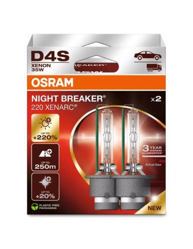 Ampoule Xénon D4S Night Breaker 220 Xenarc Pack 2 unités. +220% 66440XN2-2HB Osram