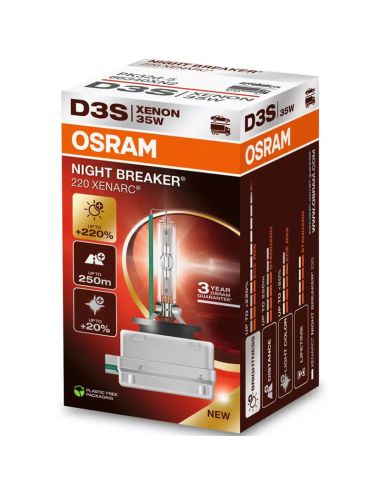 Ampoule Xénon D3S Night Breaker 220 Xenarc Pack 1 Unités. +220% 66340XN2 Osram