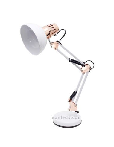 Lampe d'étude Blanc et Cuivre série Antigona de Fabrilam | Éclairage LeonLeds