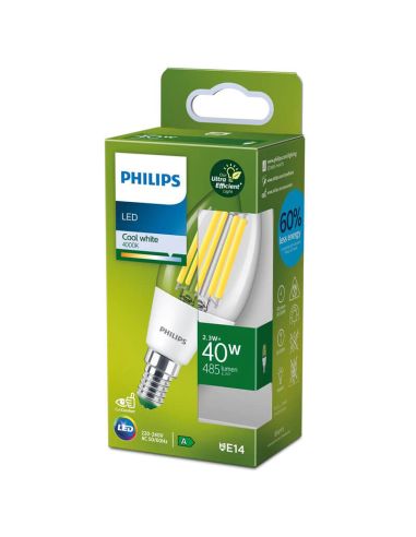 Ampoule bougie LED B35 ultra-efficace 2,3 W - 40 W Étiquette énergétique à filament classe A Philips