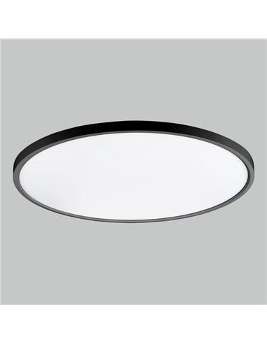 Plafonnier LED KOE 60cm Noir Texturé, 45W 3000K 5500lm, IP43, LED intégrée