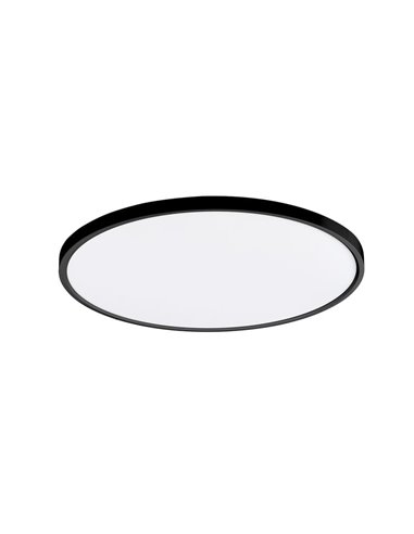 KOE Plafonnier LED Plat 48 cm à intensité variable Kelvin et intensité 2 800 K-4 000 K-6 000 K Noir texturé, 36 W 4400 lm, IP43,