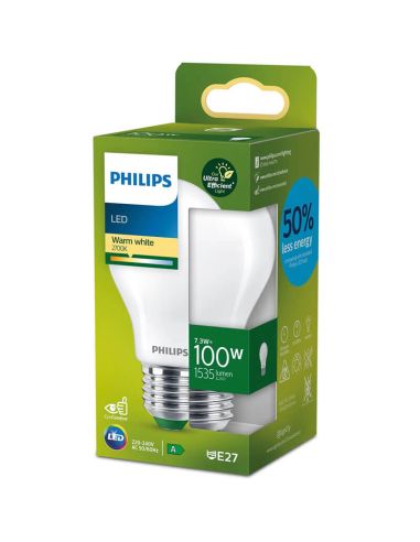 Bombilla LED 100W - 7,3W ultra eficiente A60 Opaca E27 Etiqueta Energética Clase A