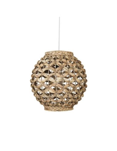 Candeeiro suspenso de fibra natural LENNIS Ø30cm branco/preto | LeonLeds