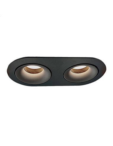 Aro Empotrable MUSCA Ø9,2x20,5cm Negro Texturado, para bombilla LED GU10 2x8W, CL.II 