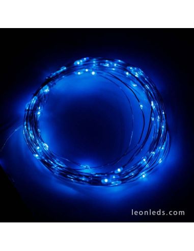 Fil Guirlande 100 Leds Lumière Bleue -10Mètres- Usage Intérieur| leonleds