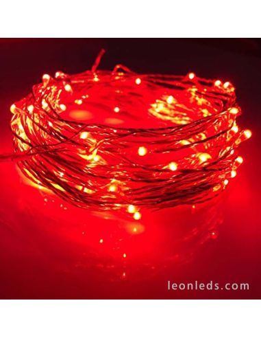 Fil Guirlande 100 Leds Lumière Rouge -10Mètres- Usage Intérieur | leonleds