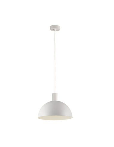 Candeeiro suspenso pequeno TIGA Ø25cm E27 15W, branco texturizado 2 acabamentos interiores