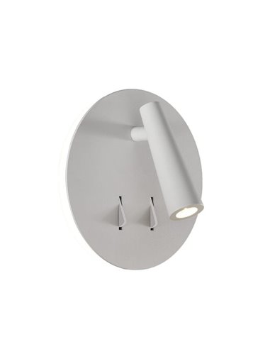 Aplique de pared LED con foco orientable y luz indirecta PANAU, LED 6W 3000K 540lm + 3W 3000K 285lm, Dos interruptores Blanco te