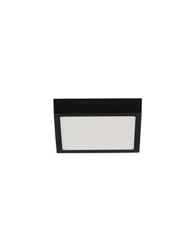 Plafonnier LED Carré 12W 950lm, ROKU 14cm Noir Texturé, 3000K ou 4000K