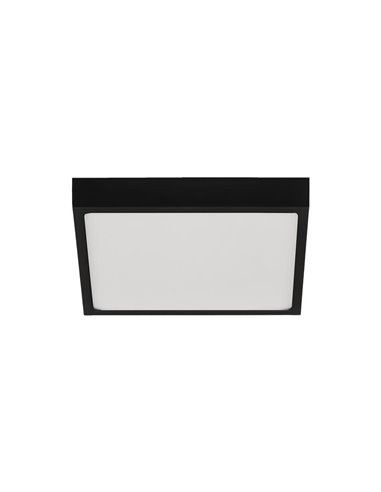 Plafonnier LED carré 19cm, 18W 1450lm, ROKU Noir Texturé, Couleur de lumière au choix : 3000K ou 4000K