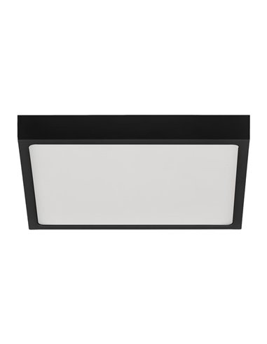 Grand Plafonnier LED carré 27cm, 24W 1930lm, ROKU Noir Texturé, Couleur de lumière au choix : 3000K ou 4000K