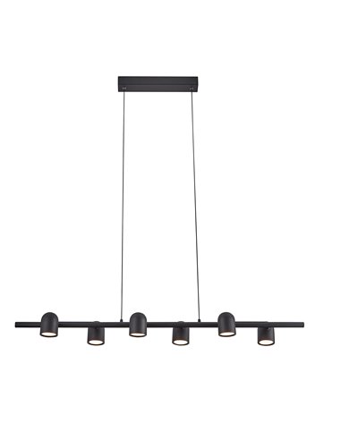 Candeeiro Suspenso Linear com Focos GU10 6 Luzes IOS branco ou preto