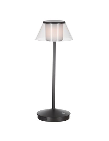 Lámpara LED Exterior de mesa recargable con tulipa transparente K5 Touch 3000K 230Lm Negro