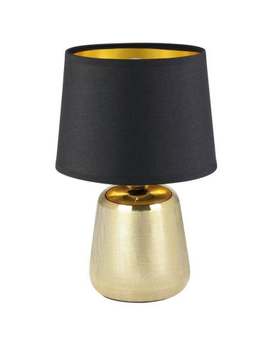 Lampe de Table MANALBA 1 Or et Noir - L'élégance dans chaque coin Textile Noir 30Cm