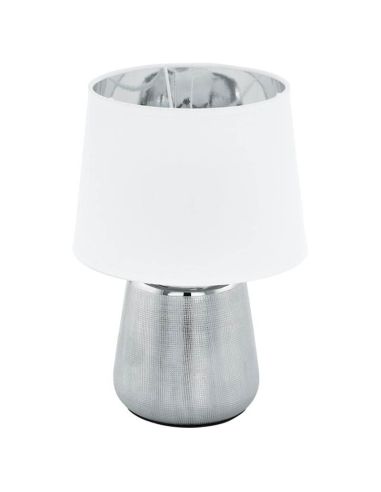 Lampe de Table MANALBA 1 Argenté et Blanc - Sophistication et Style Contemporain 30Cm